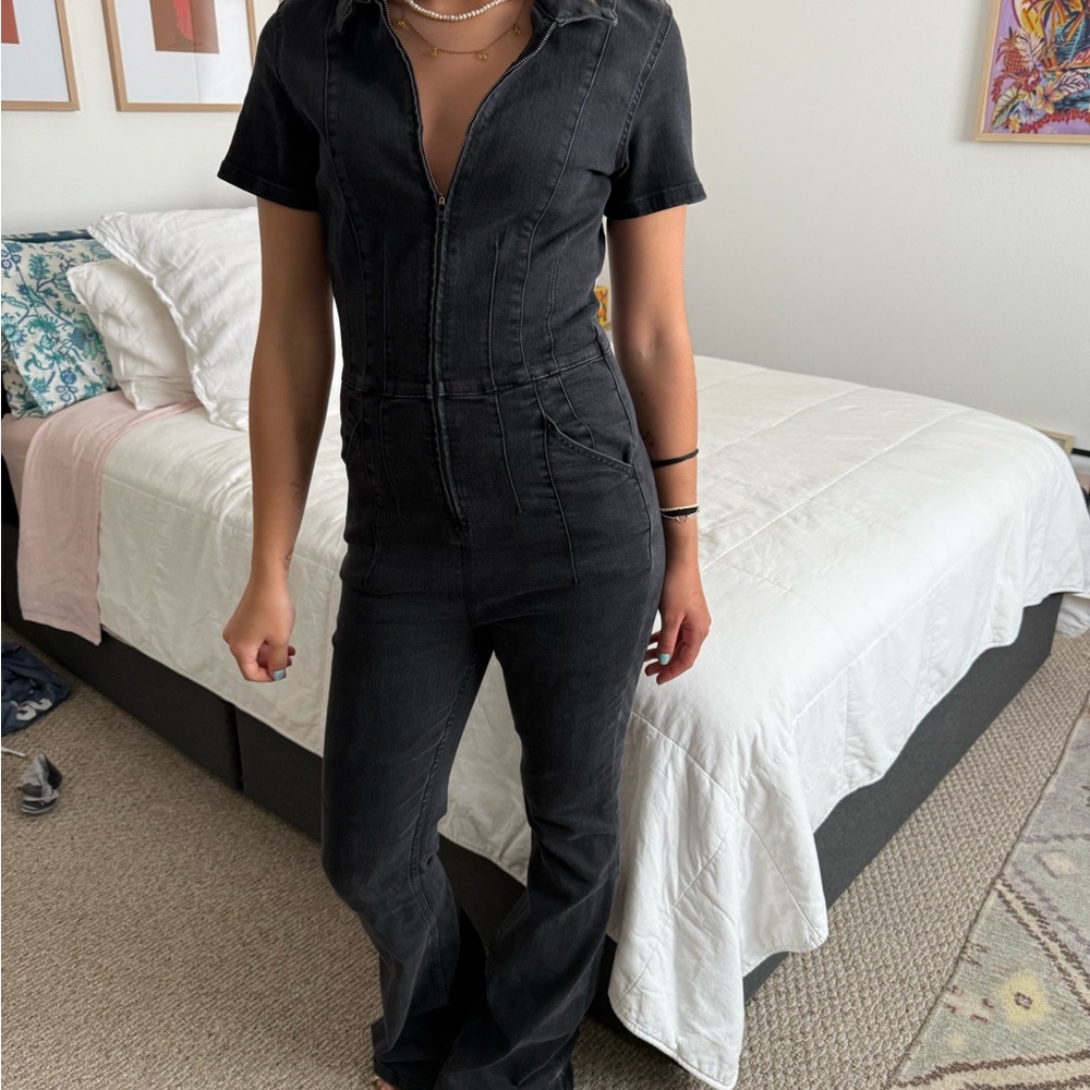 Free People Black Denim Jumpsuit Size S